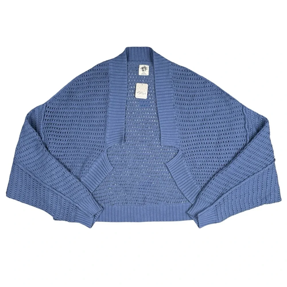 Free‎ People We The Free Blue Gulf Knit Cardigan XL Organic Cotton NWT